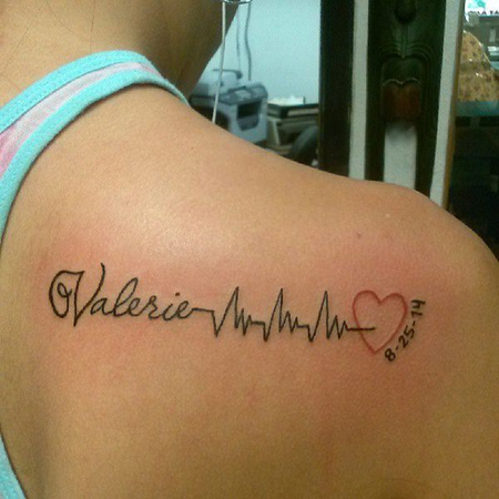 heartbeat lifeline tattoo with name