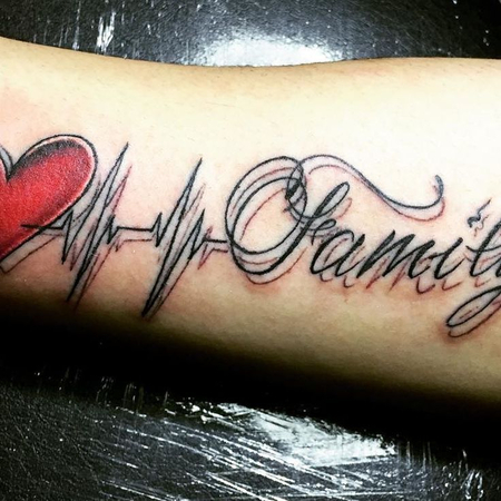 heartbeat tattoo with name and date