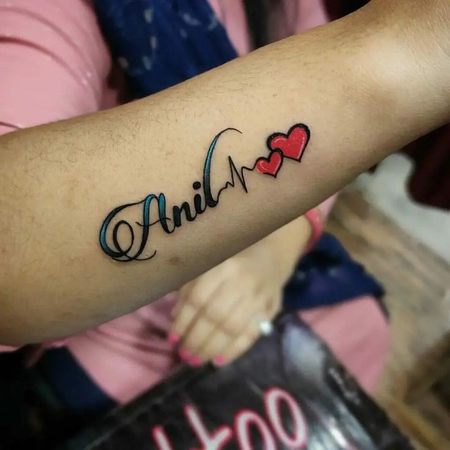 heartbeat tattoo with name