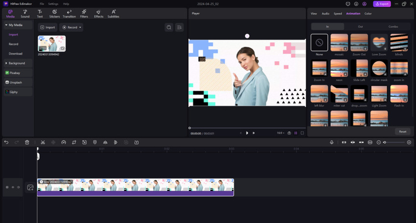 HitPaw Edimakor timeline editing and trimming clips