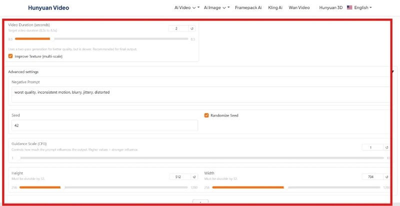 hunyuan ai adjust settings