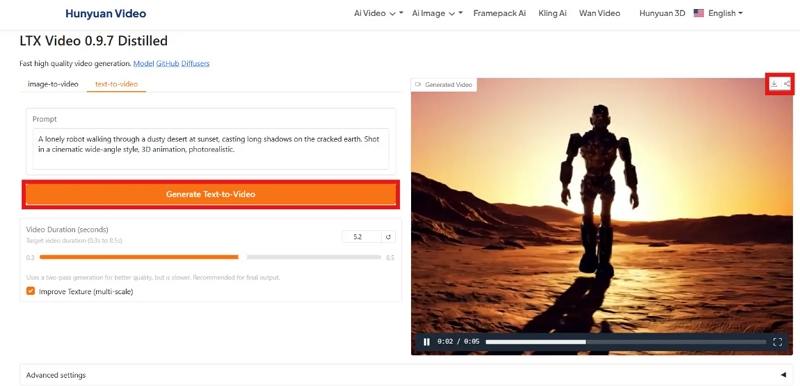 hunyuan ai generate and download video
