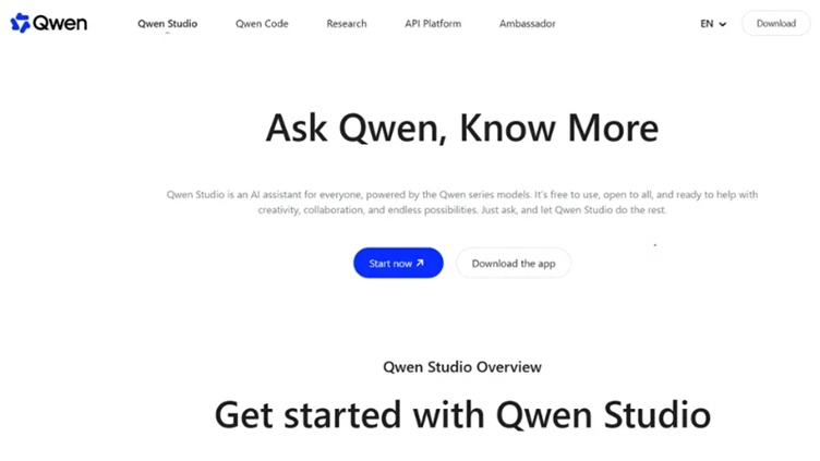 open qwen studio in a web browser