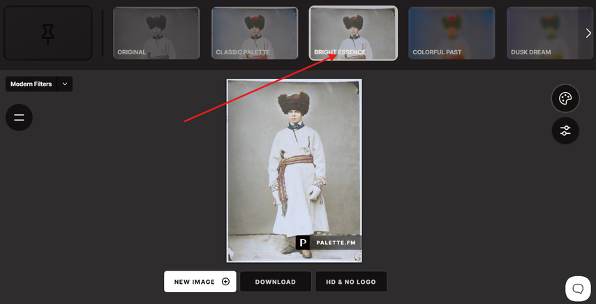 browse fm palette filters like outdoor vivid or warm vintage