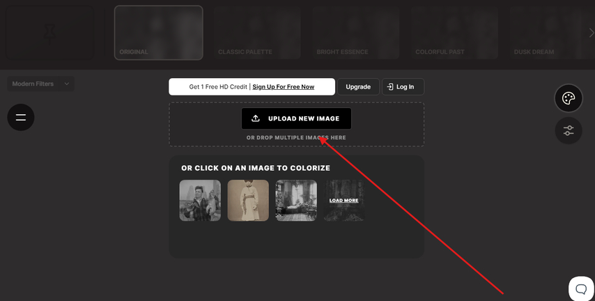 upload a black and white or monochrome photo to palette fm