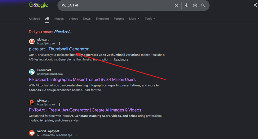 open the pictoart website or mobile app to start