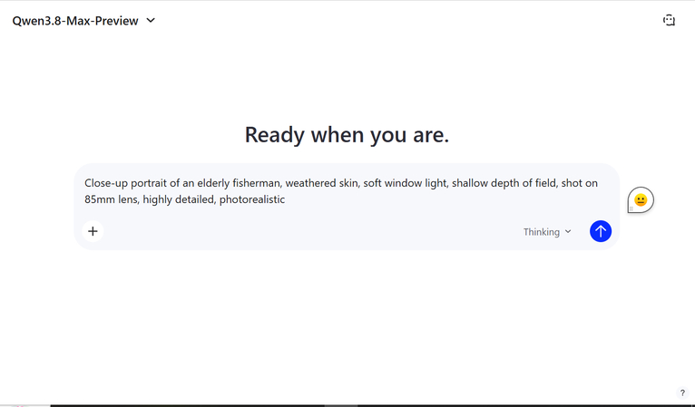Writing a detailed prompt in the Qwen 3.8 text-to-image tool