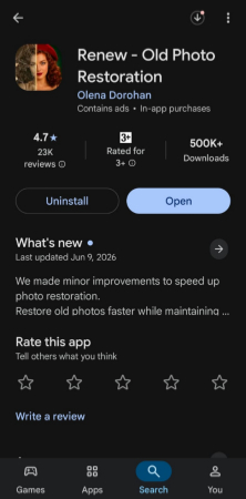 download and launch the renew old photos app