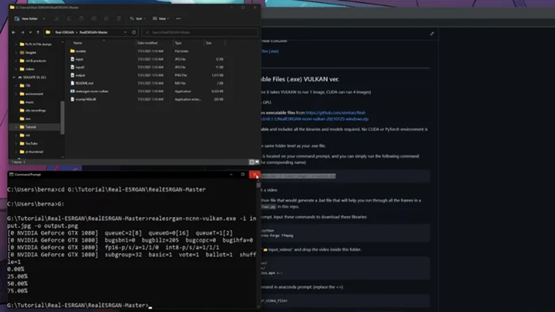 run real esrgan command to upscale image