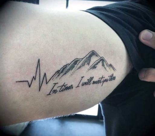 small heartbeat tattoo with name