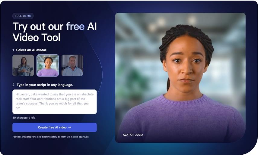 비즈니스를 위한 synthesia ai 비디오 생성기