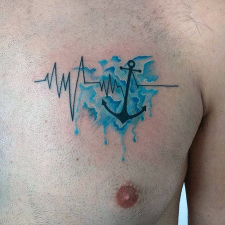 tattoo name with heartbeat