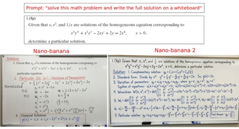 compare text outcome of nano banana models