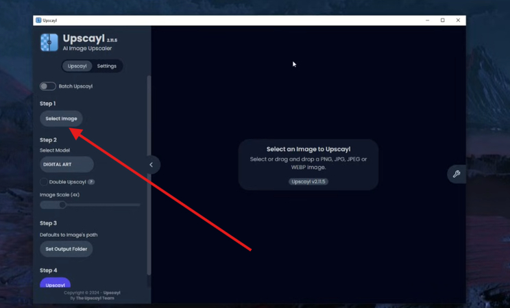 Click on the select image button