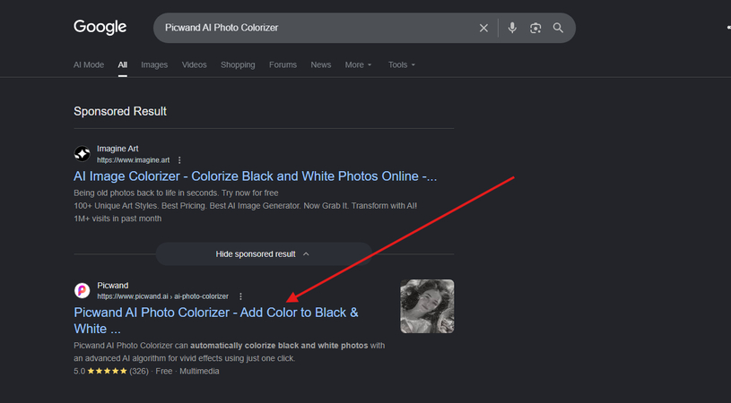 use picwand ai photo colorizer step 1