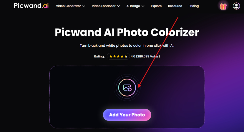 use picwand ai photo colorizer step 2