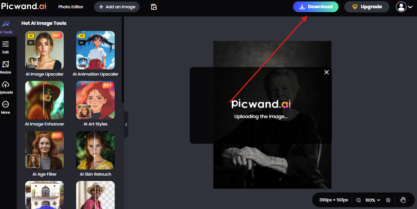 use picwand ai photo colorizer step 3