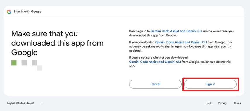 Gemini CLI 내장 확장 기능 인증 과정