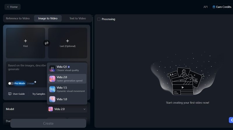 اختيار نموذج Vidu AI