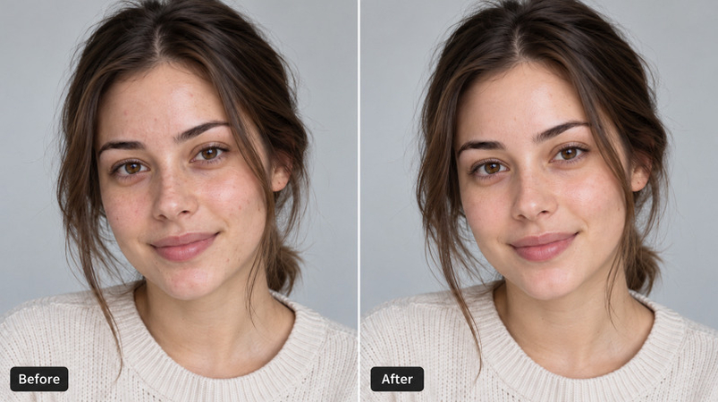AI Beautify Before and After Portrait Comparison