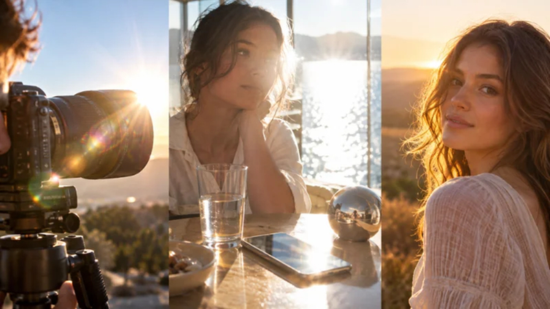 direct light, reflections, and overexposure causing glow in photos