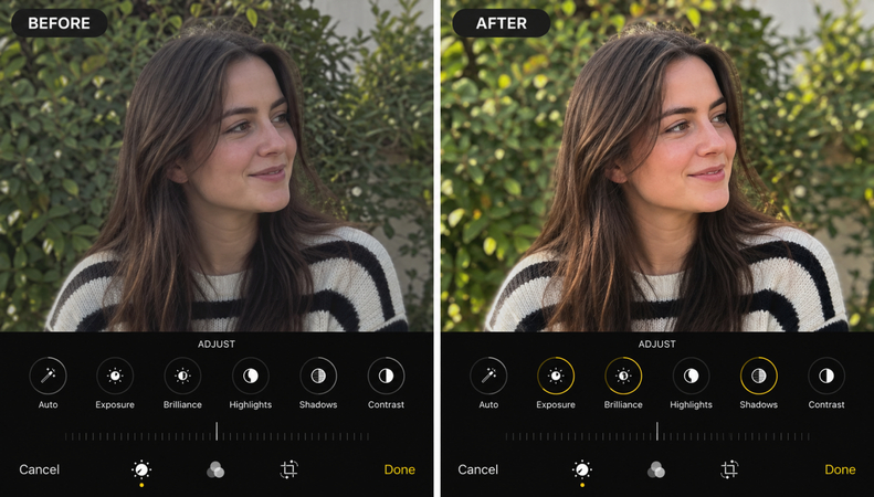 iphone photo editing before after