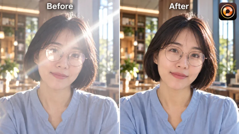 photodirector before and after portrait glare removal