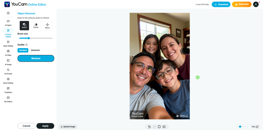 Preview and download the edited iPhone 18 photo after removing reflections