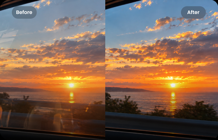 Remove car window reflections from an iPhone 18 photo
