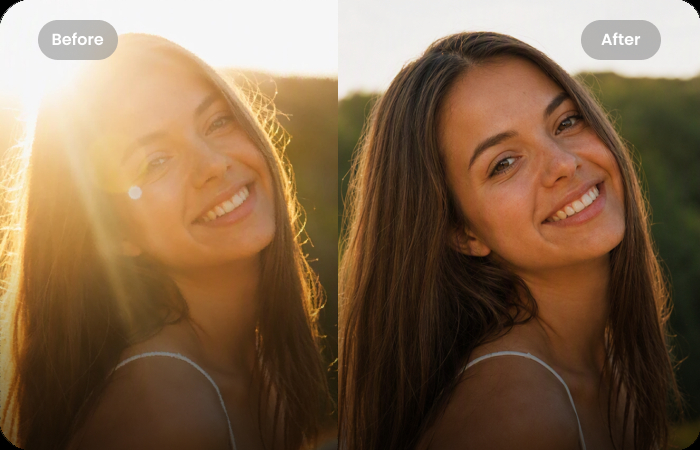 Remove sun glare and bright light reflections from an iPhone 18 photo