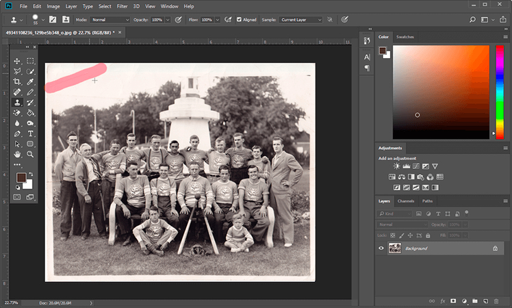 Adjusting tone curves inside Adobe Photoshop to invert a scanned film negative