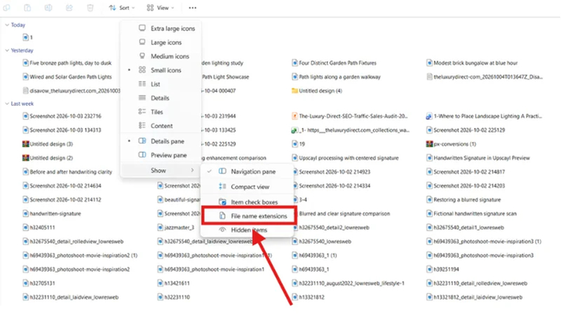 Windows 파일 탐색기에서 이미지 파일 확장자 확인하기