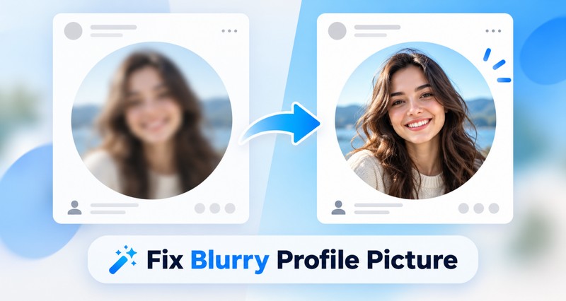 Before and after fixing a blurry profile picture