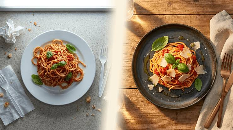 keep the food as the visual focus