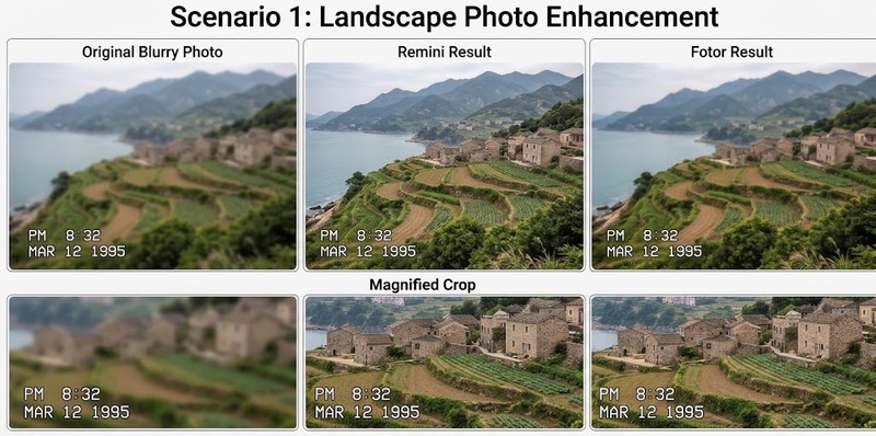 remini vs fotor landscape comparison