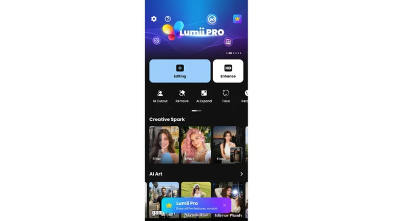 selecting hd enhance in the lumii photo editor