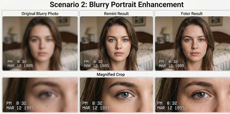 remini vs fotor portrait comparison