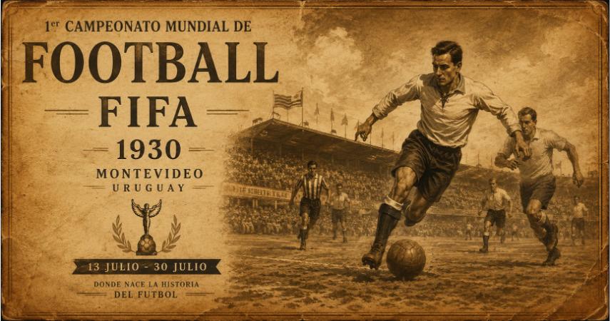 1930 World Cup vintage poster illustration