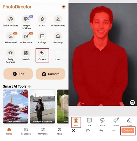 use cutout and erase background