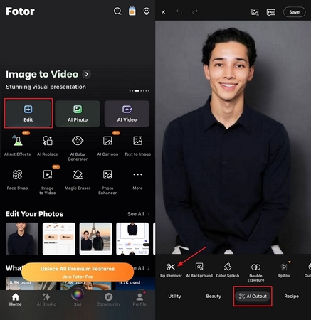 upload image and cutout person