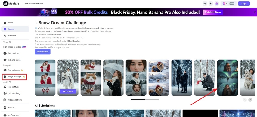 open media and select snow template