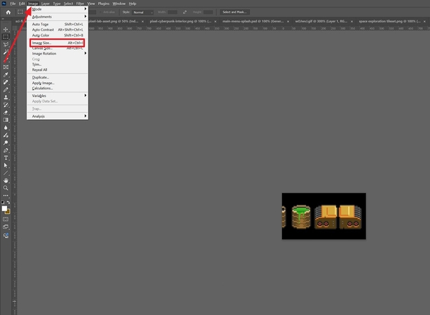 이미지 크기 옵션 선택