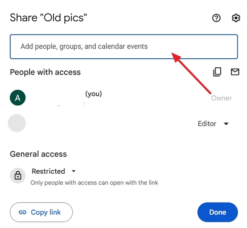 share photos google drive email