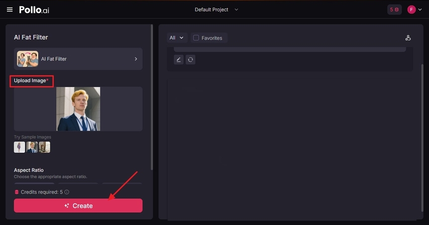 생성 버튼을 선택하기 위해 이미지 삽입