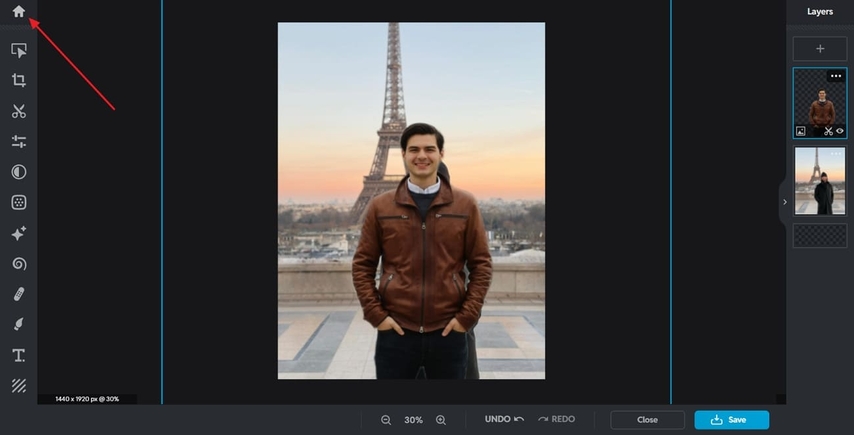 use arrange feature to adjust person