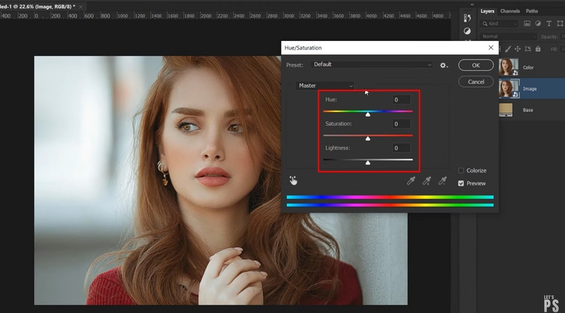 move sliders to adjust hue