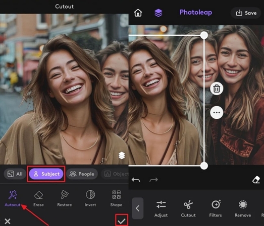 autocut person and add in image