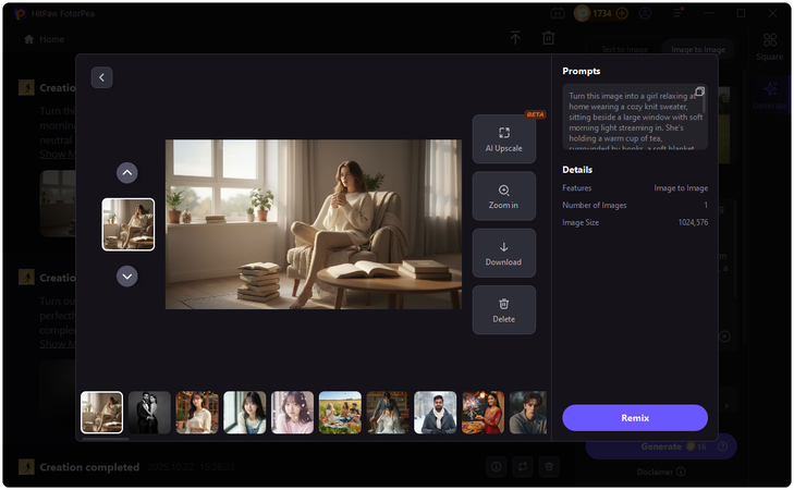 ai photo prompt for girl hitpaw