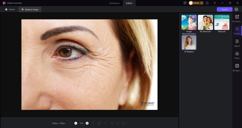go for ai replace in fotorepea