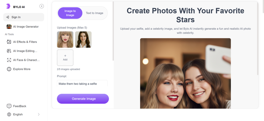 AI 셀카 생성기 Bylo AI
